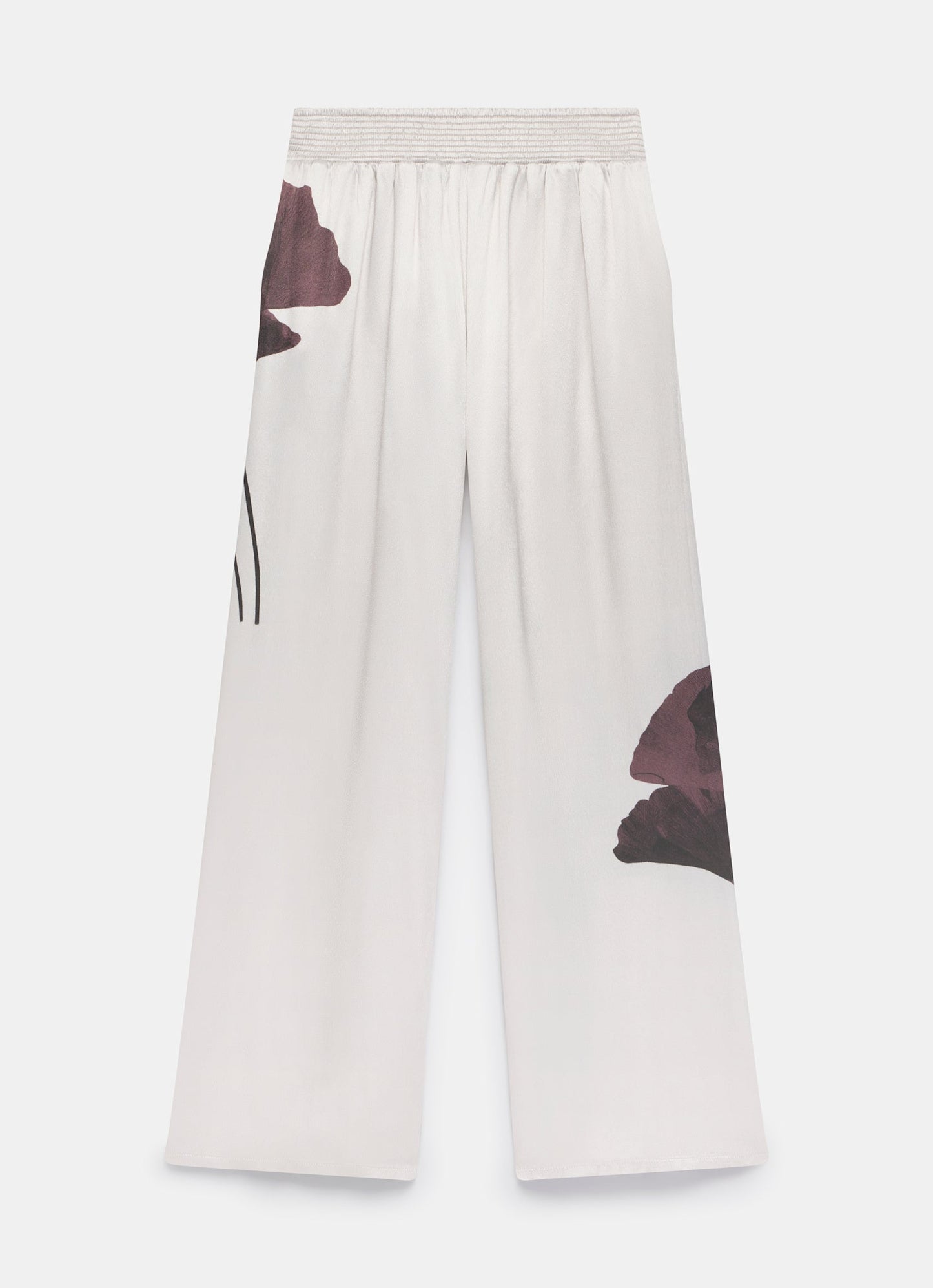 Burgundy Floral Print Satin Trouser
