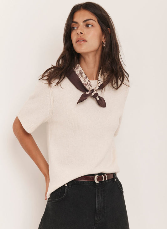 Floral Print Cotton Square Neck Scarf