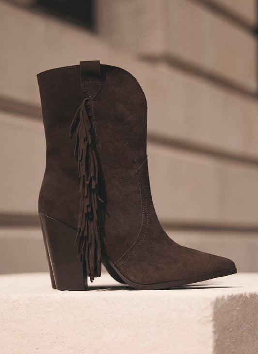 Flossie Brown Suede Tassel Boots