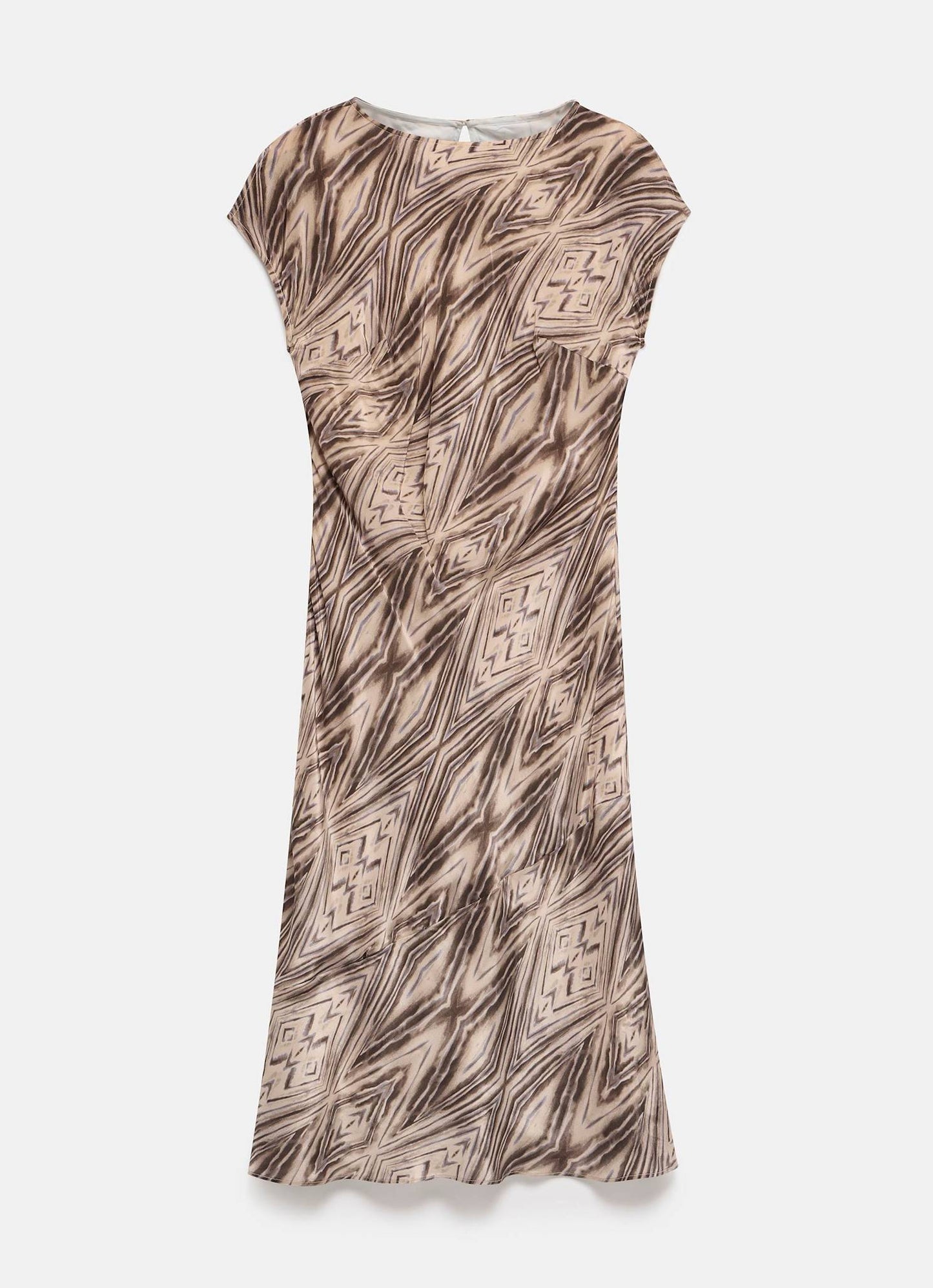 Brown Geometric Print Midi Dress