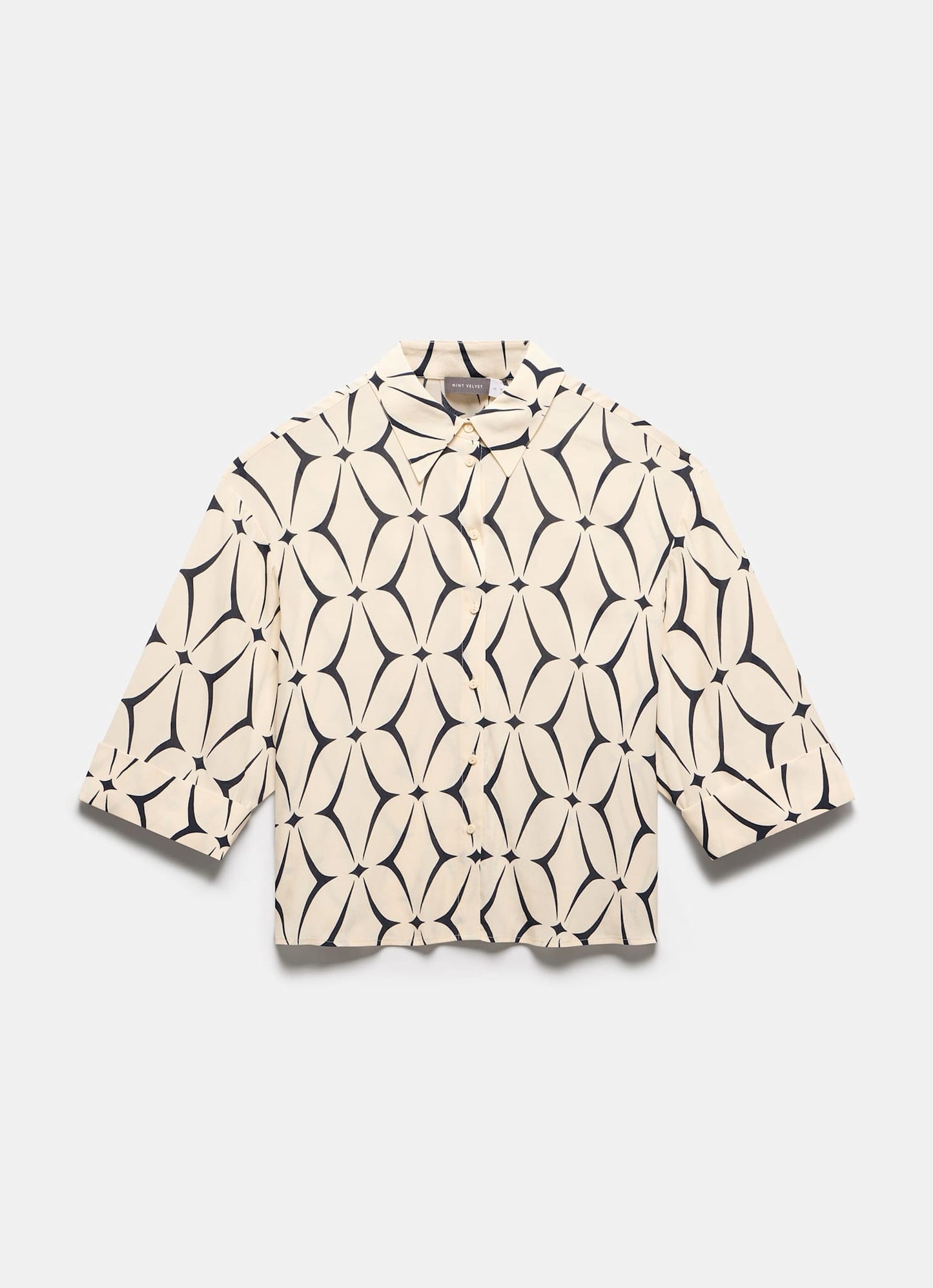 Cream Geometric Print Shirt