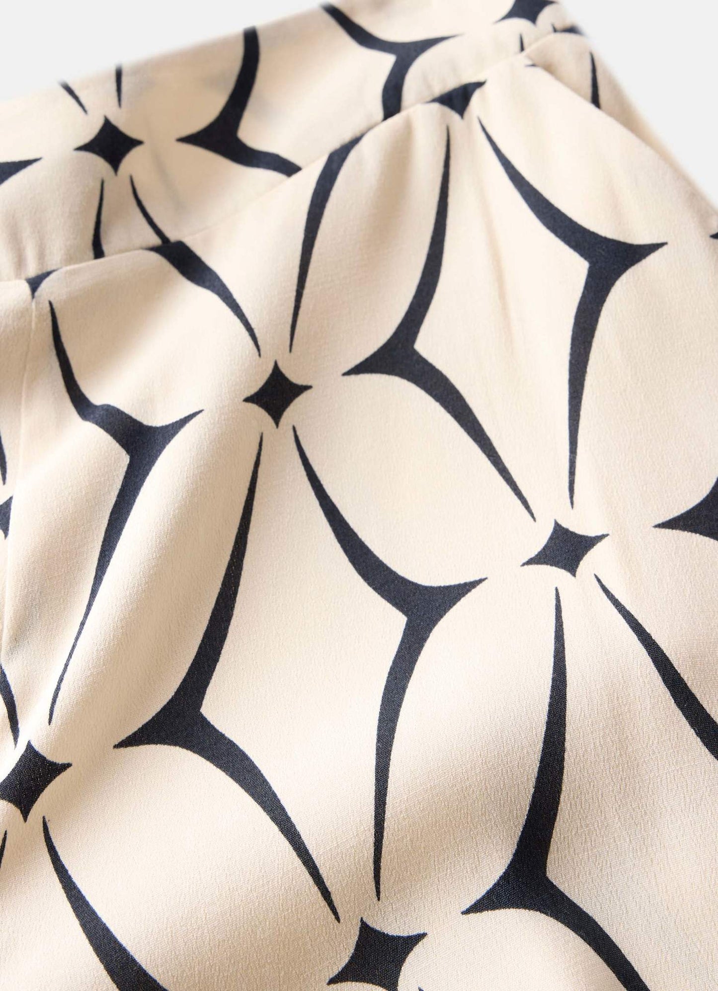 Cream Geometric Print Wide Leg Trousers