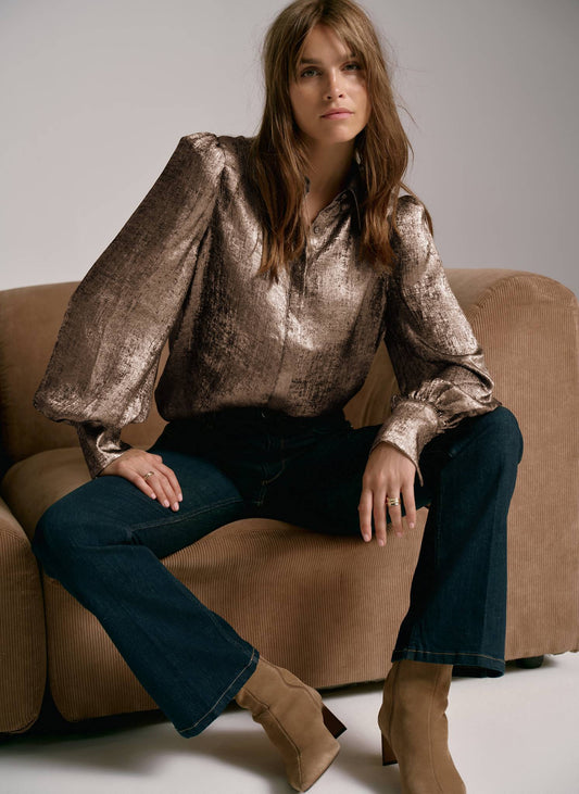 Gold Metallic Long Sleeve Shirt