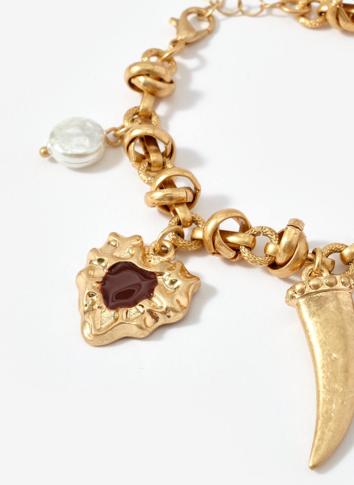 Gold Tone Statement Charm Bracelet