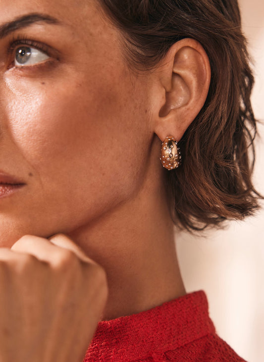 Gold Tone Crystal Statement Earrings