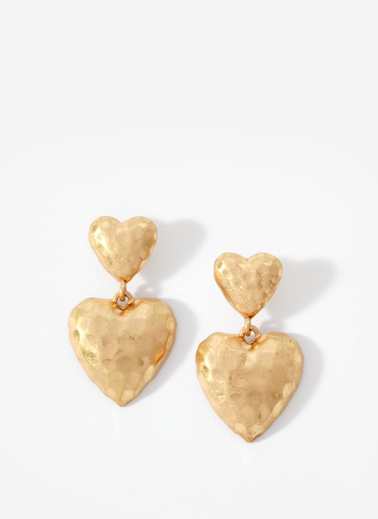 Gold Tone Heart Drop Earrings