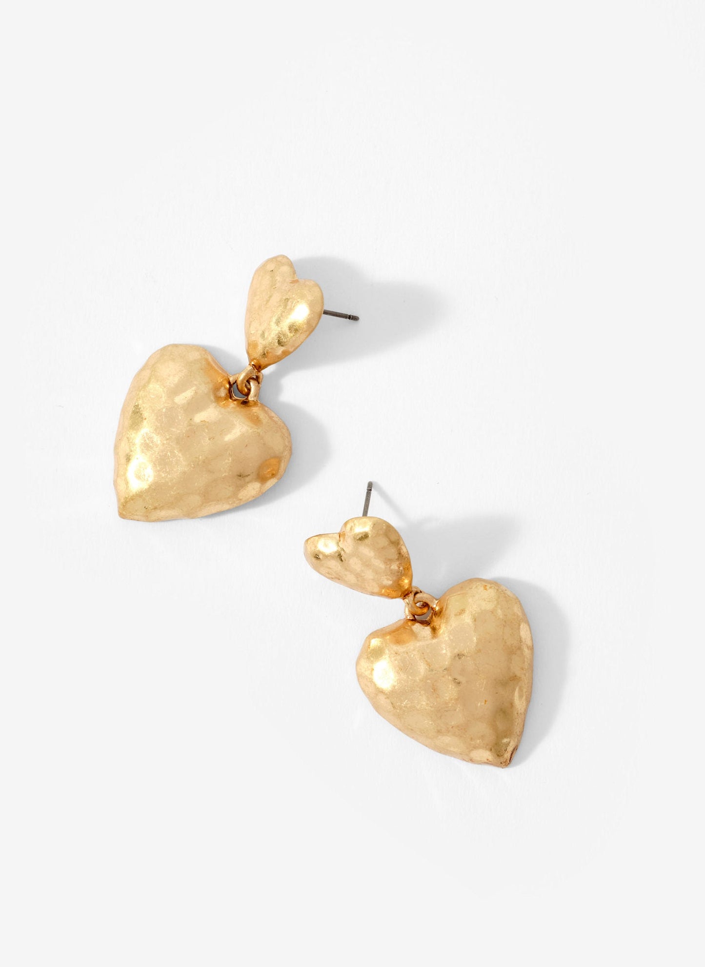 Gold Tone Heart Drop Earrings