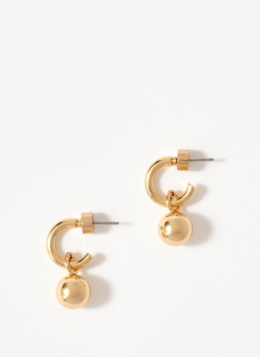 Gold Tone Sphere Hoop Earrings