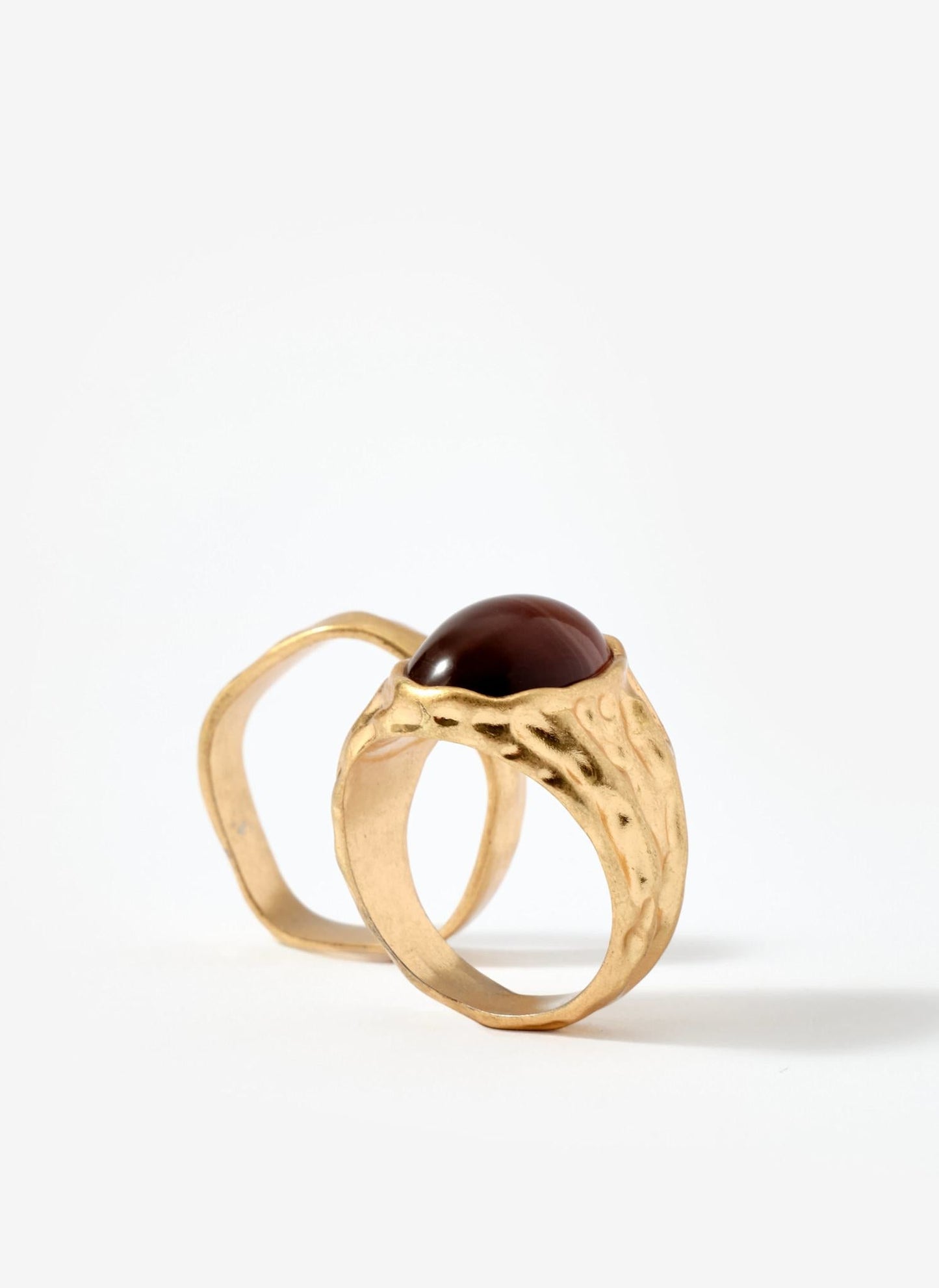 Gold Tone Two Pack Hammered Rings