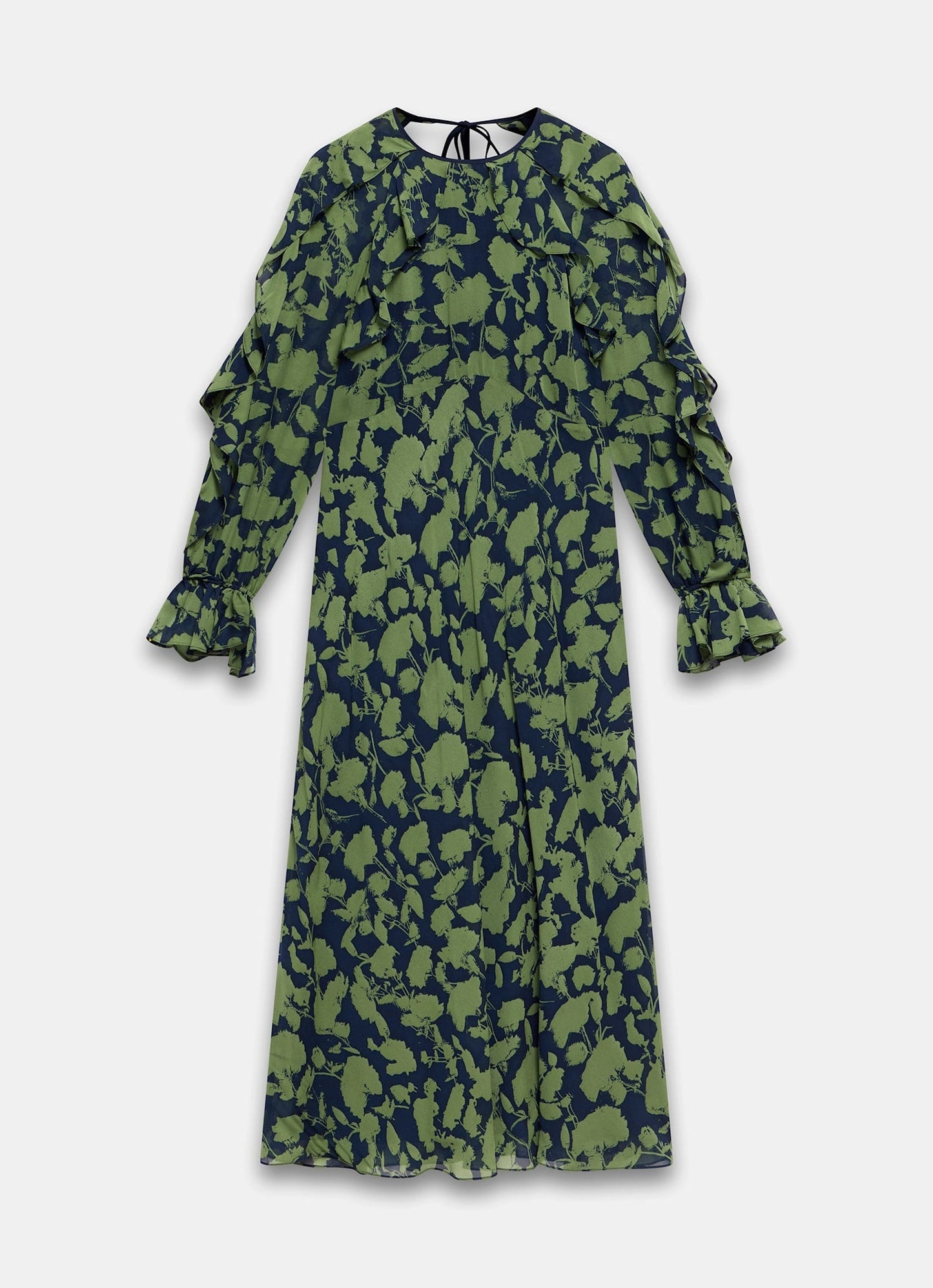 Green Floral Print Midi Dress