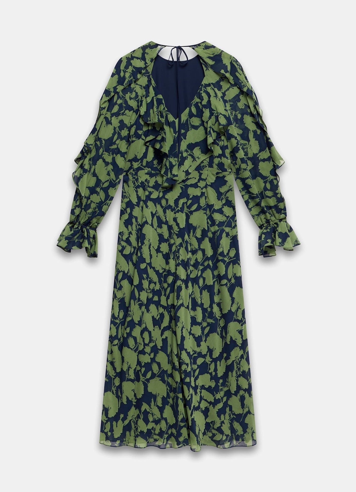 Green Floral Print Midi Dress