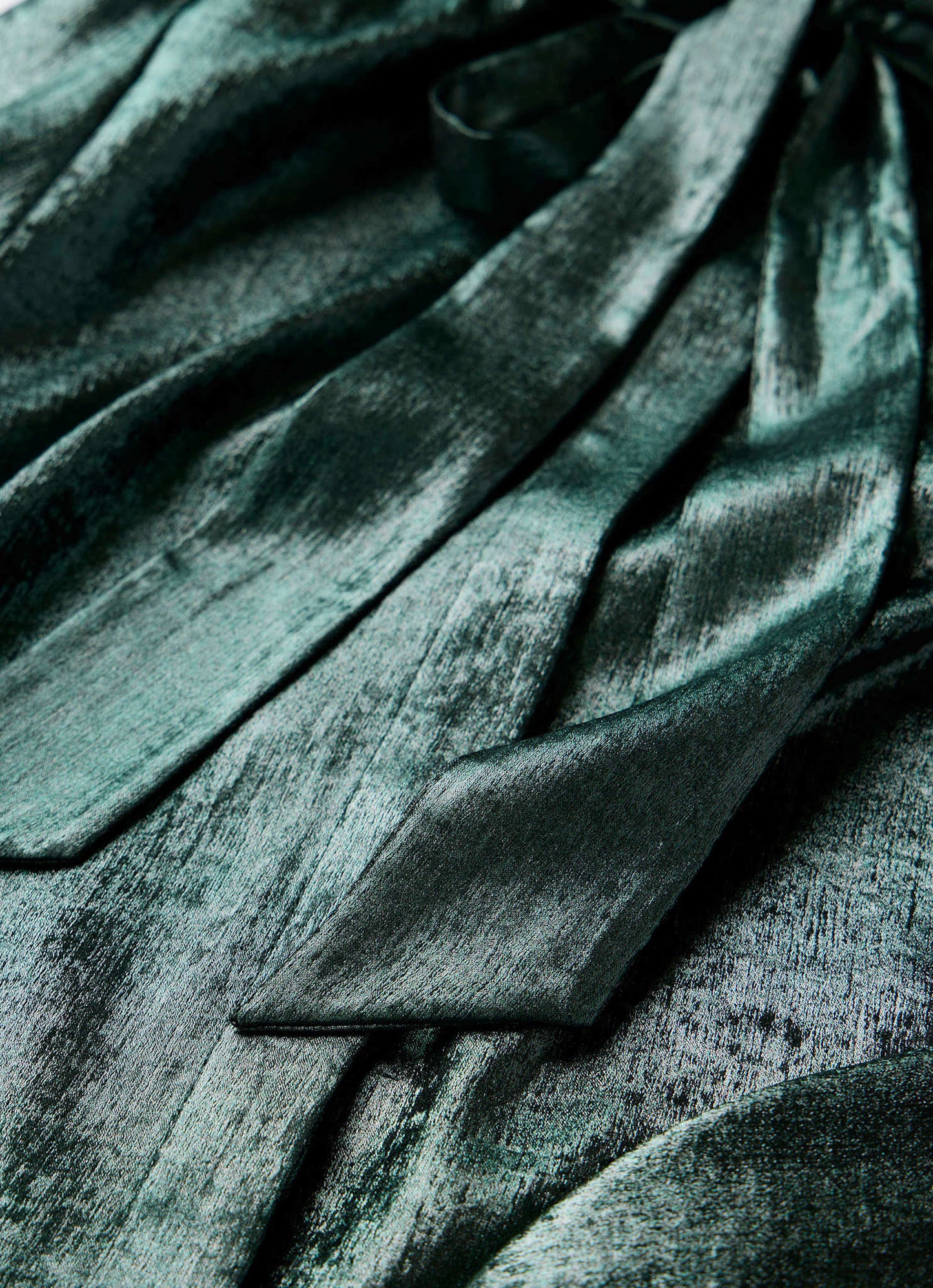 Green Metallic Pussy Bow Blouse
