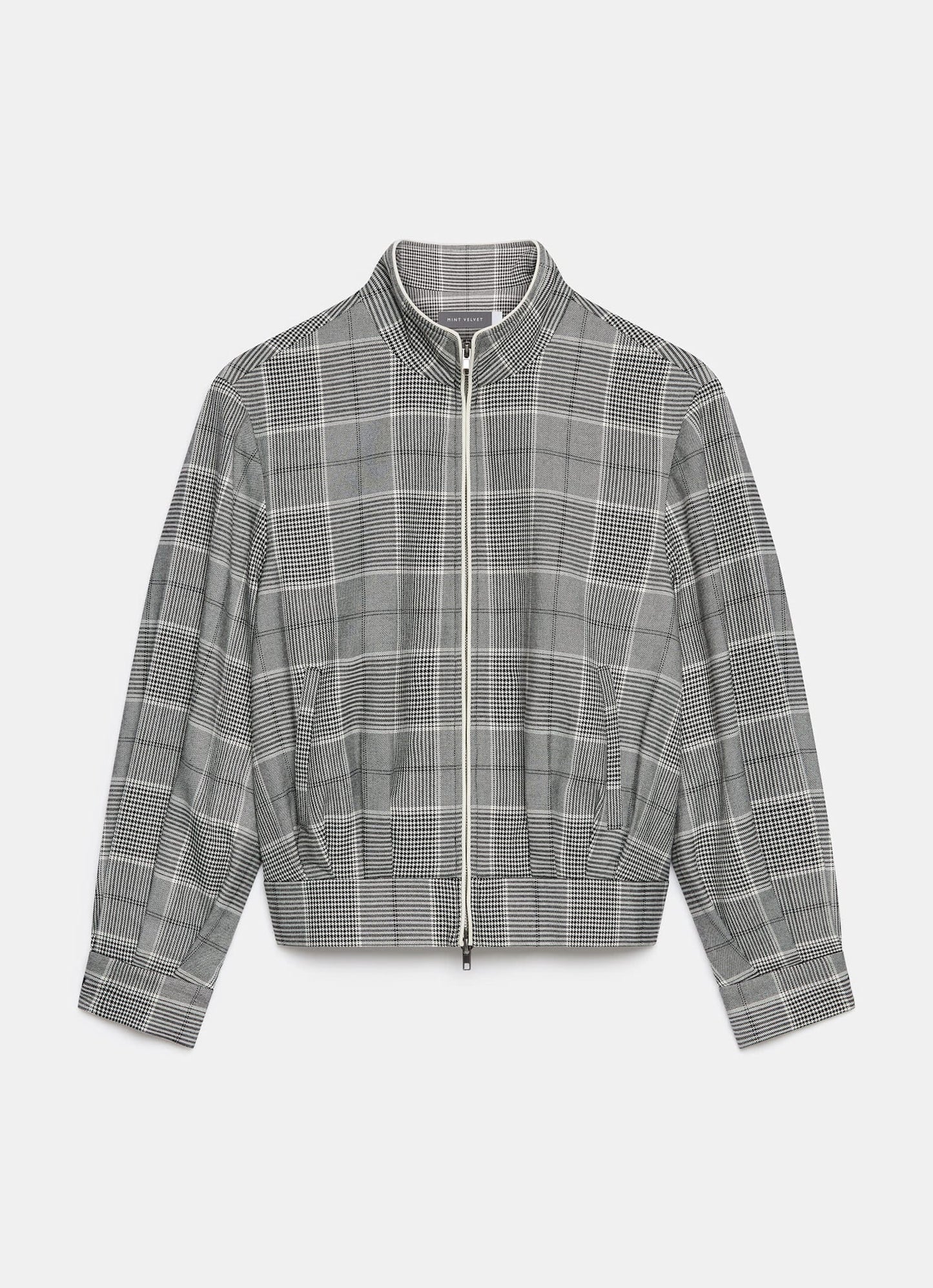 Grey Checked Bomber Jacket
