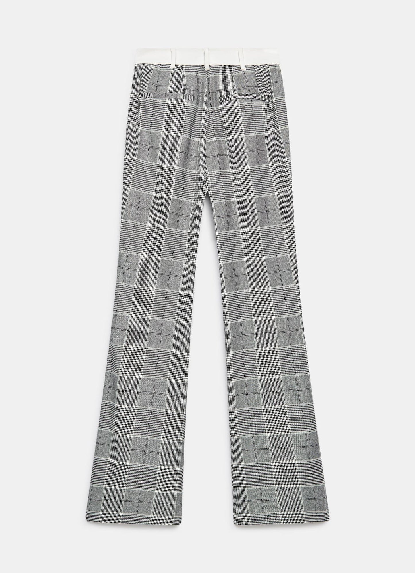 Grey Checked Flared Side Stripe Trousers