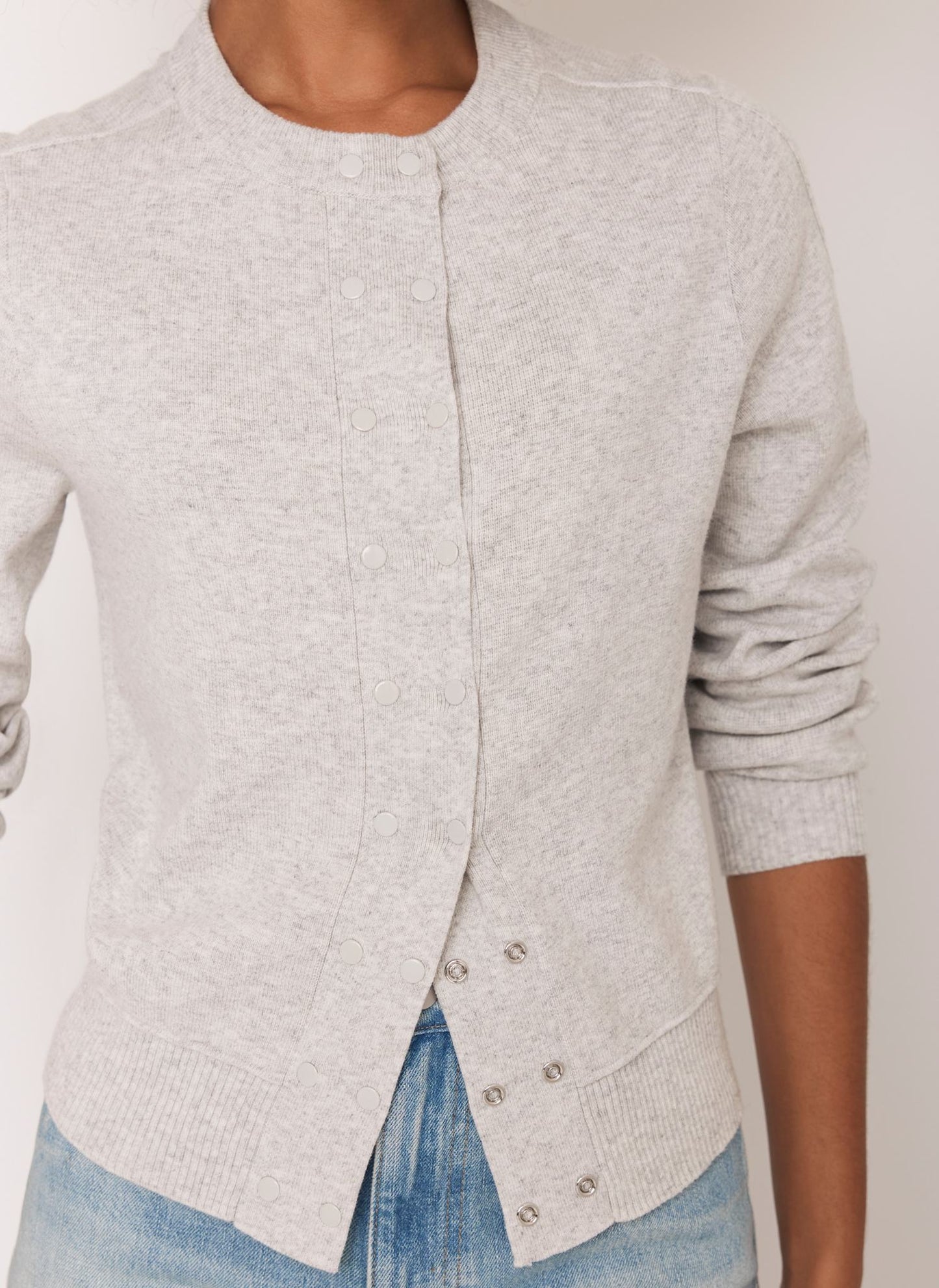 Grey Lightweight Cotton Blend Cardigan