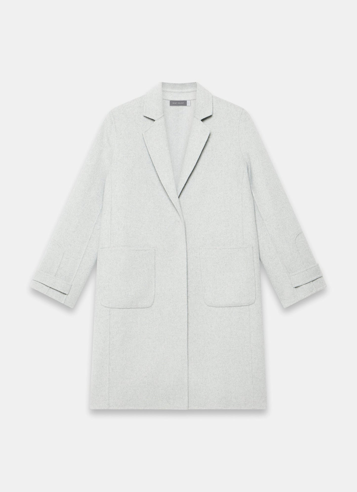 Grey Wool Blend Hand Finished Midi Coat