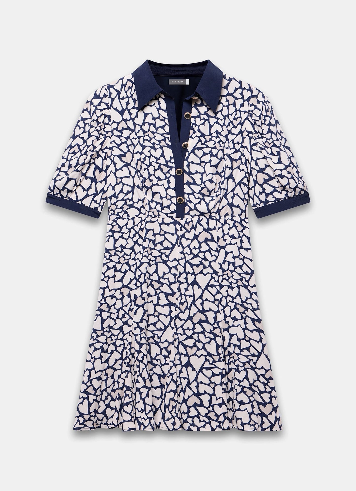 Navy Heart Print Mini Dress