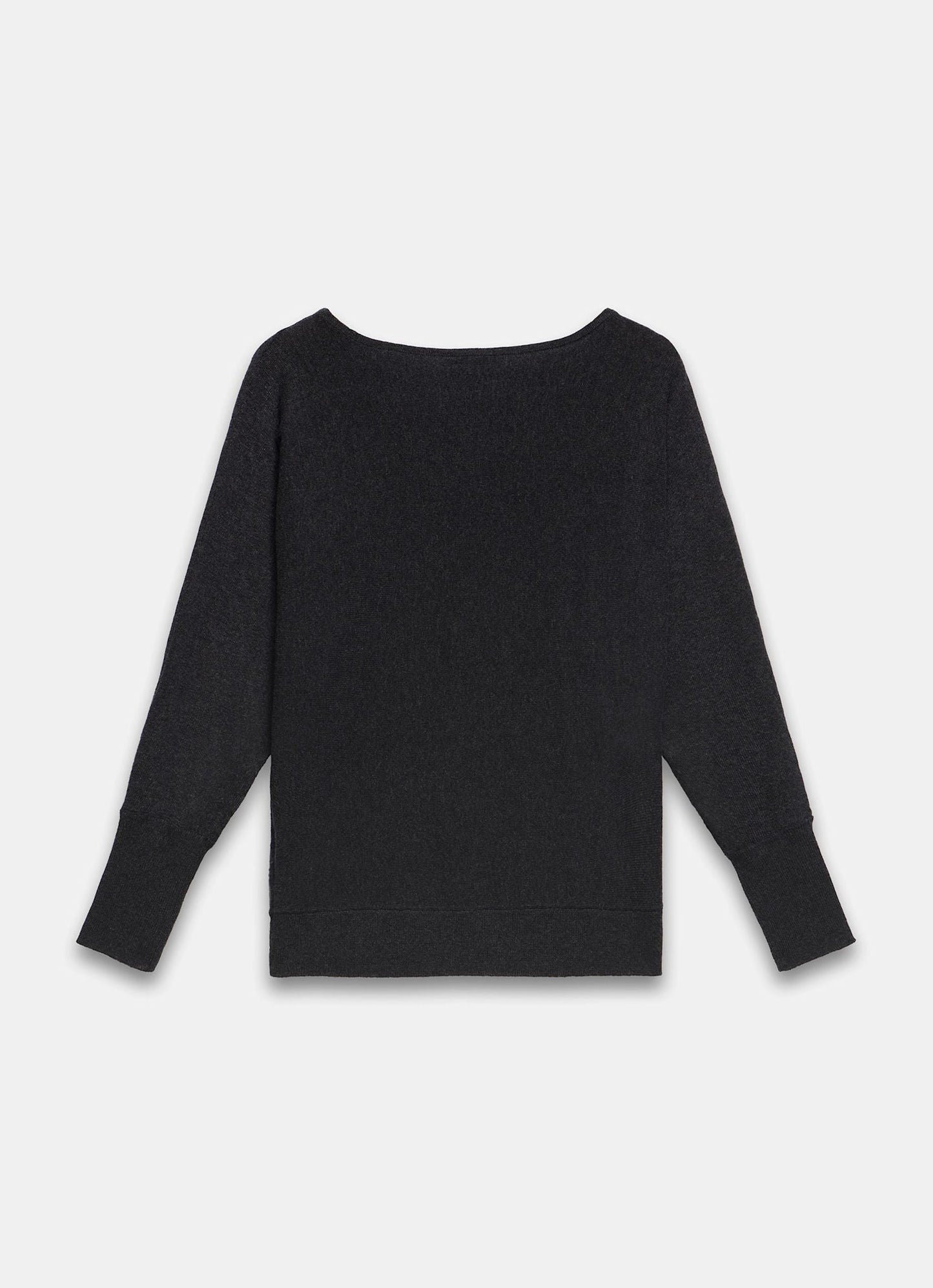 Grey Cotton Blend Fine Knit Batwing Jumper