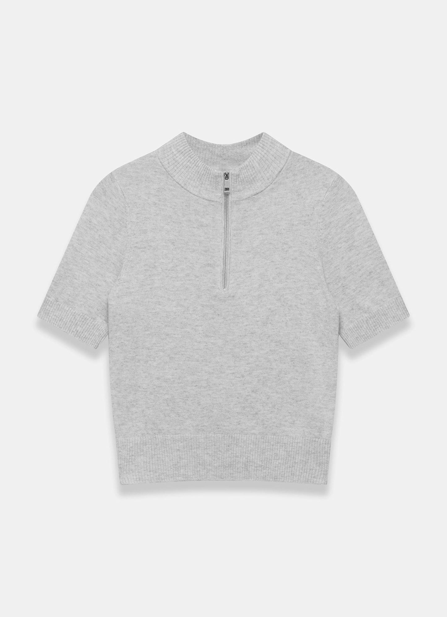 Grey Short Sleeve Knit Top