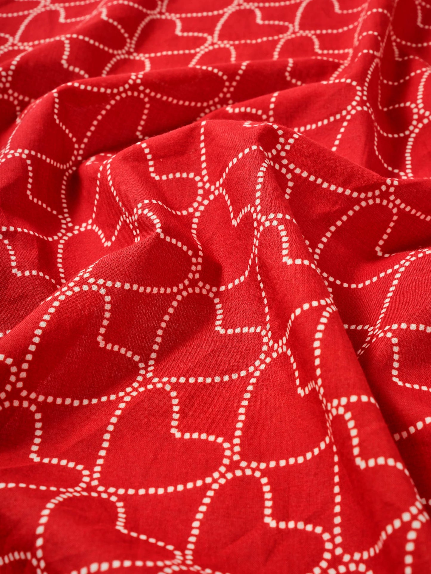 Red Cotton Heart Print Square Neck Scarf