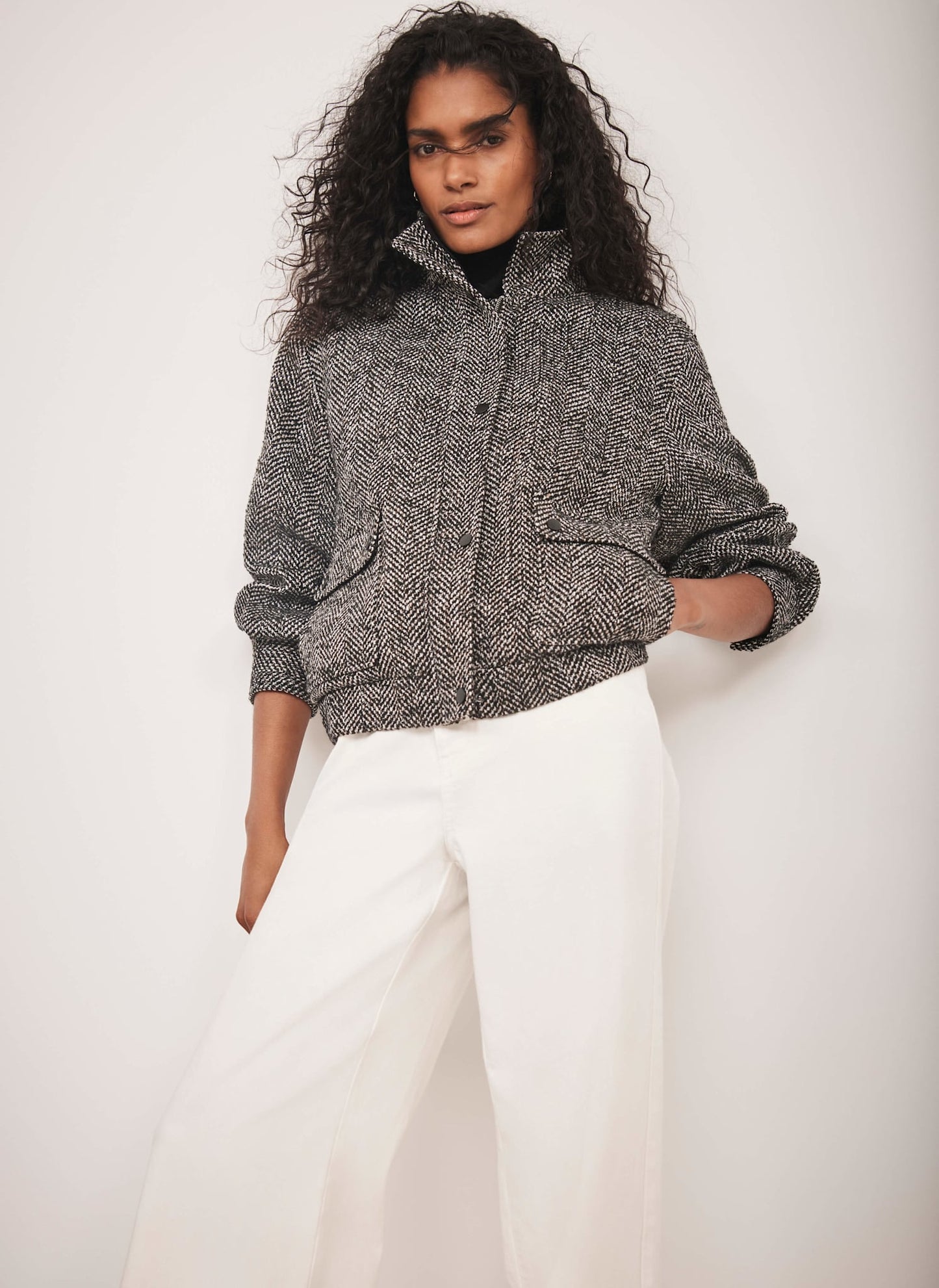 Black Textured Bomber Jacket