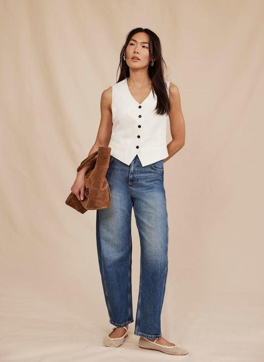 Mid Indigo Barrel Leg Jeans