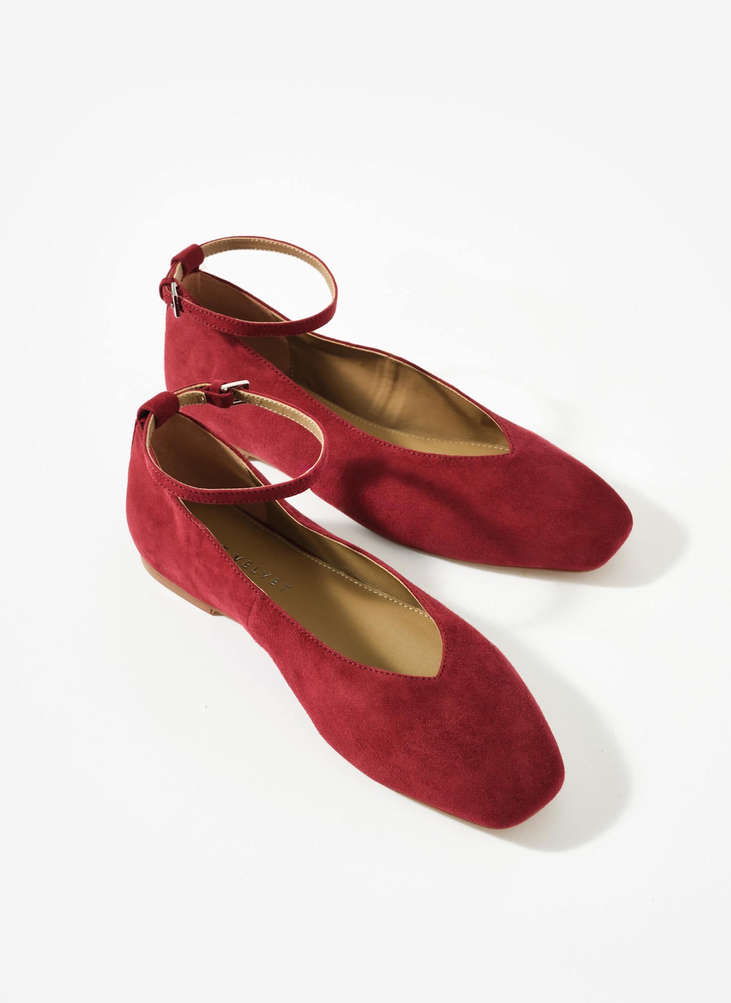 Honey Red Suede Ballet Flat Pumps