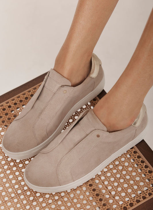Indie Neutral Suede Slip On Trainers