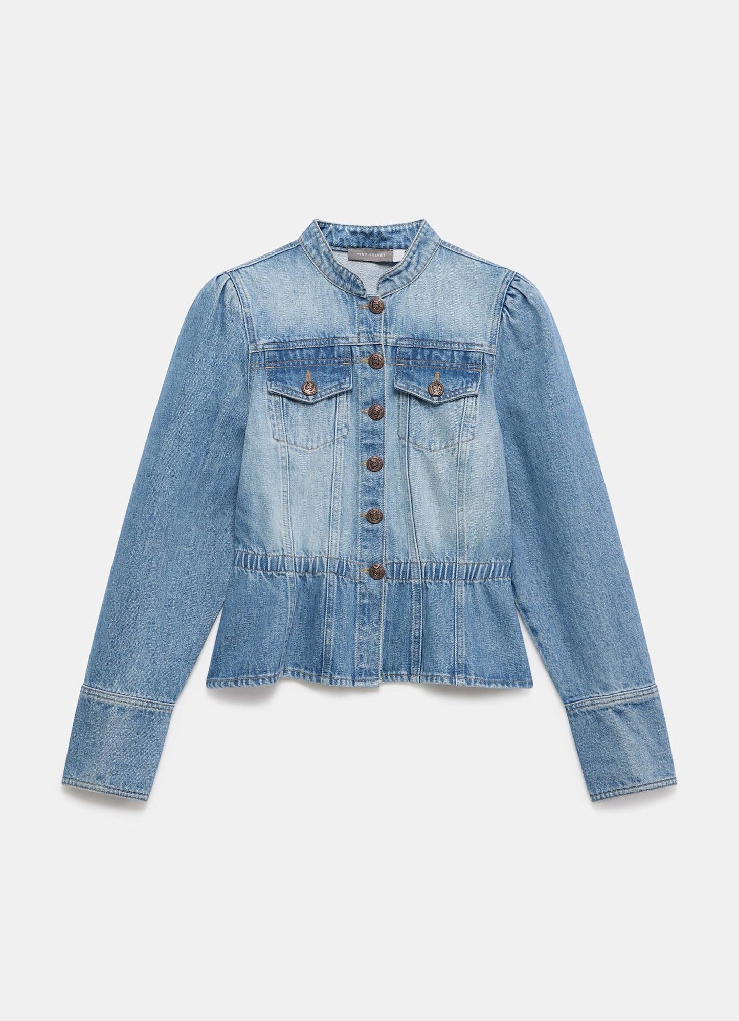 Indigo Puff Sleeve Denim Jacket