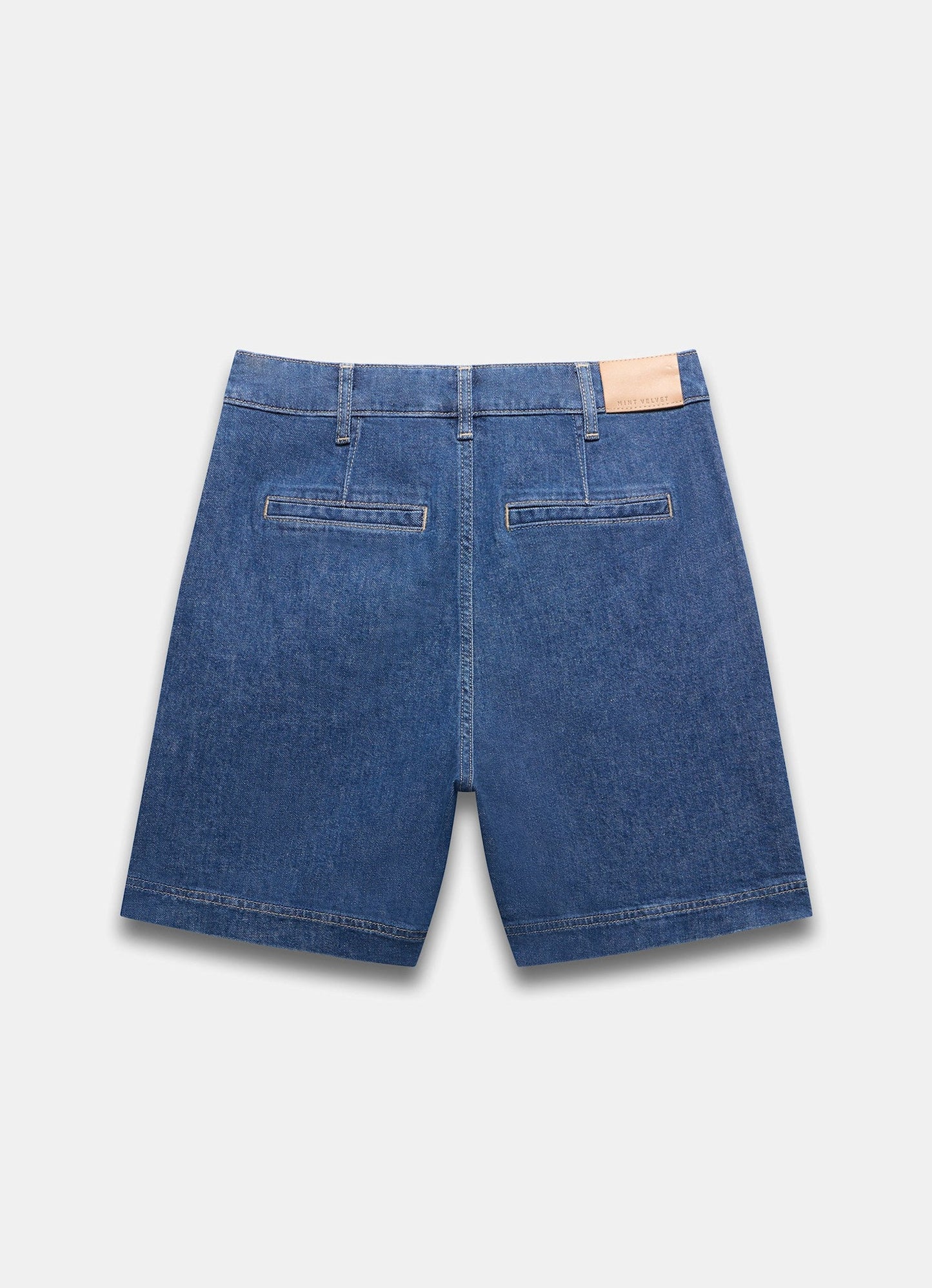 Indigo Denim Pleated Shorts