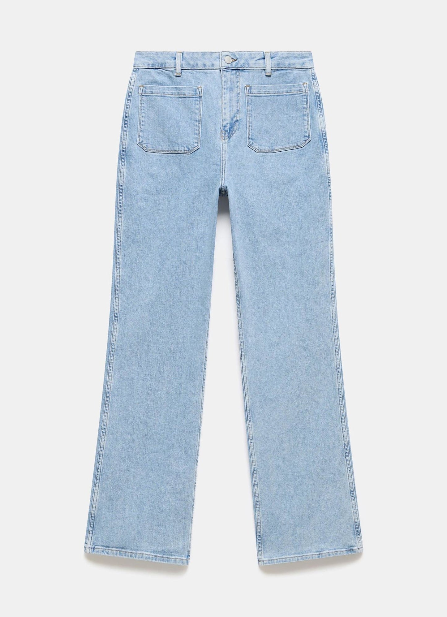 Light Indigo Relaxed Bootcut Patch Pocket Jeans