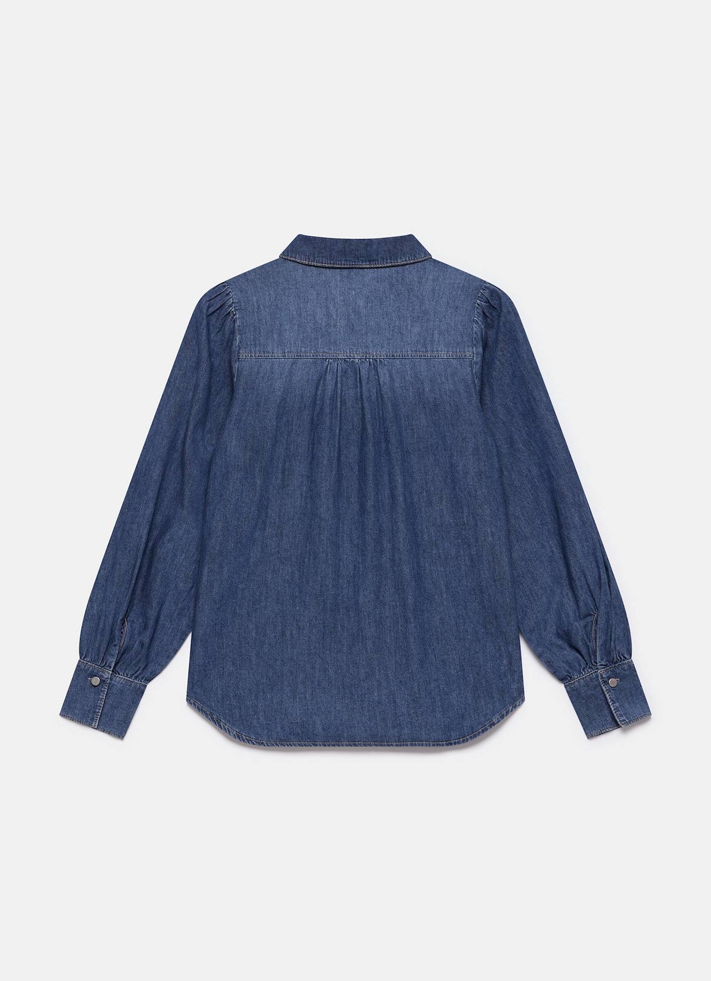 Tie Neck Denim Blouse