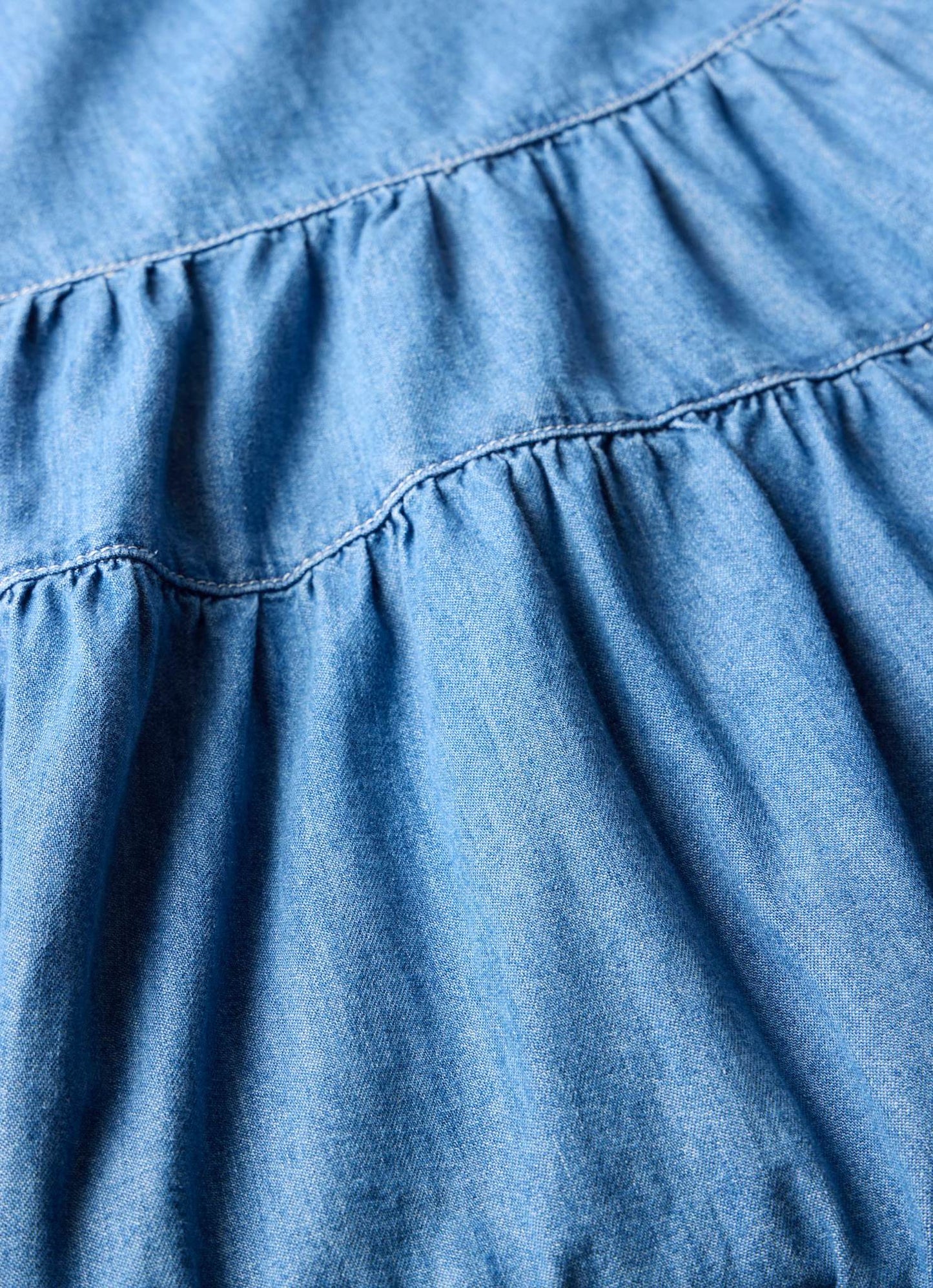 Indigo Tiered Denim Maxi Skirt