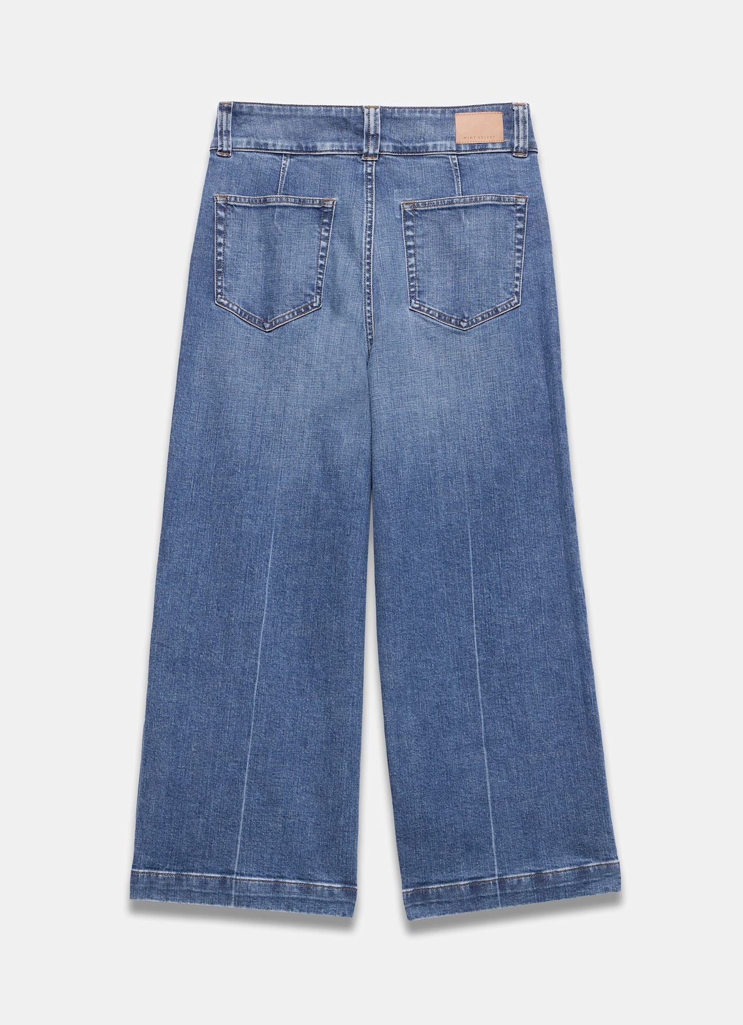 Mid Indigo Cropped Wide Jeans