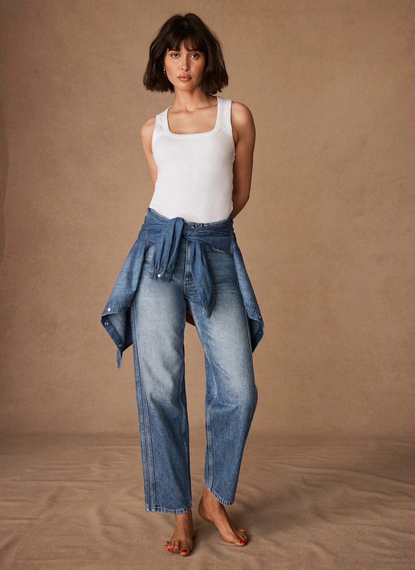 Mid Indigo Relaxed Tapered Boyfriend Jeans