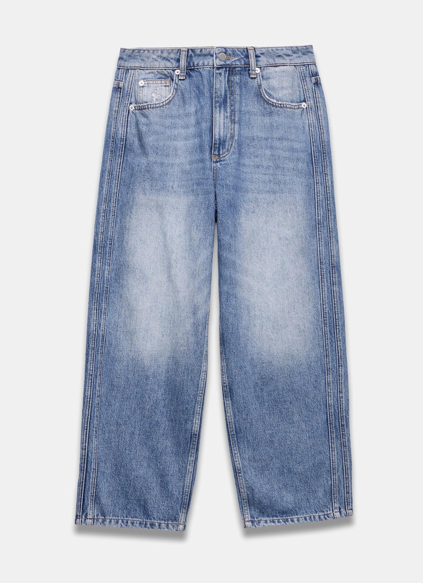 Mid Indigo Relaxed Tapered Boyfriend Jeans