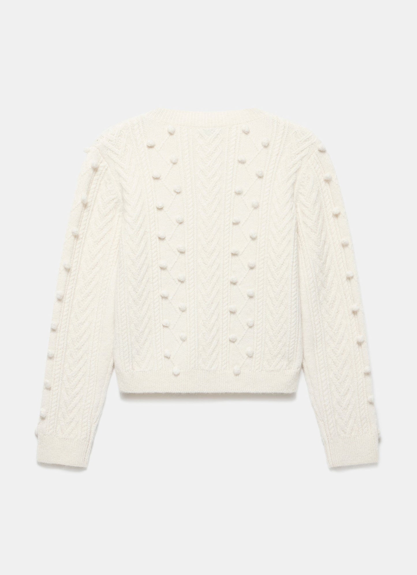 Cream Bow Detail Wool Blend Cardigan