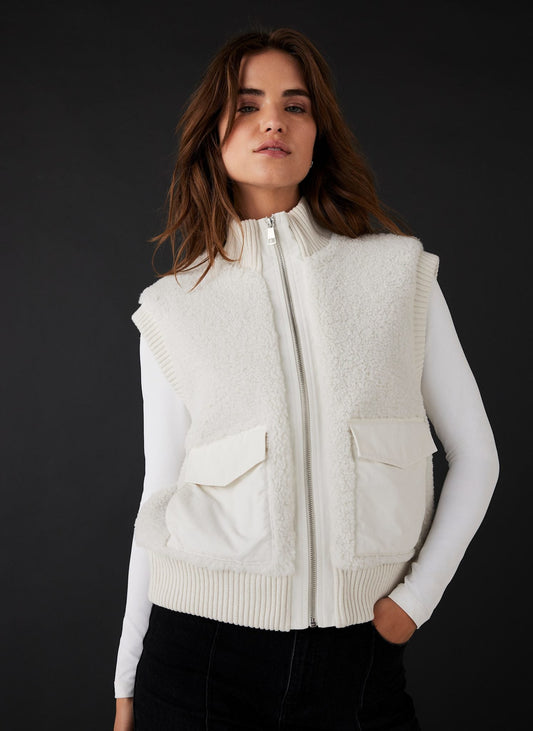 Cream Borg Knit Gilet