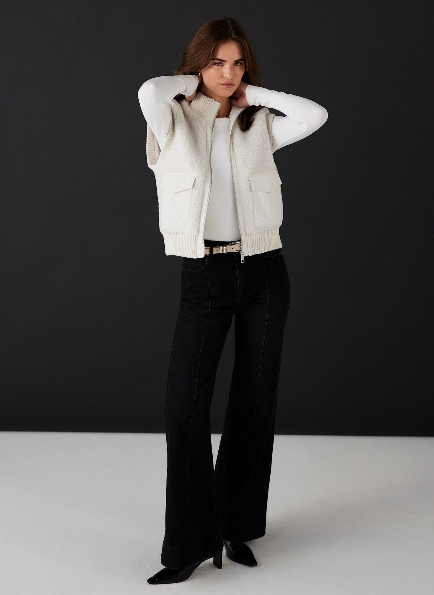 Cream Borg Knit Gilet