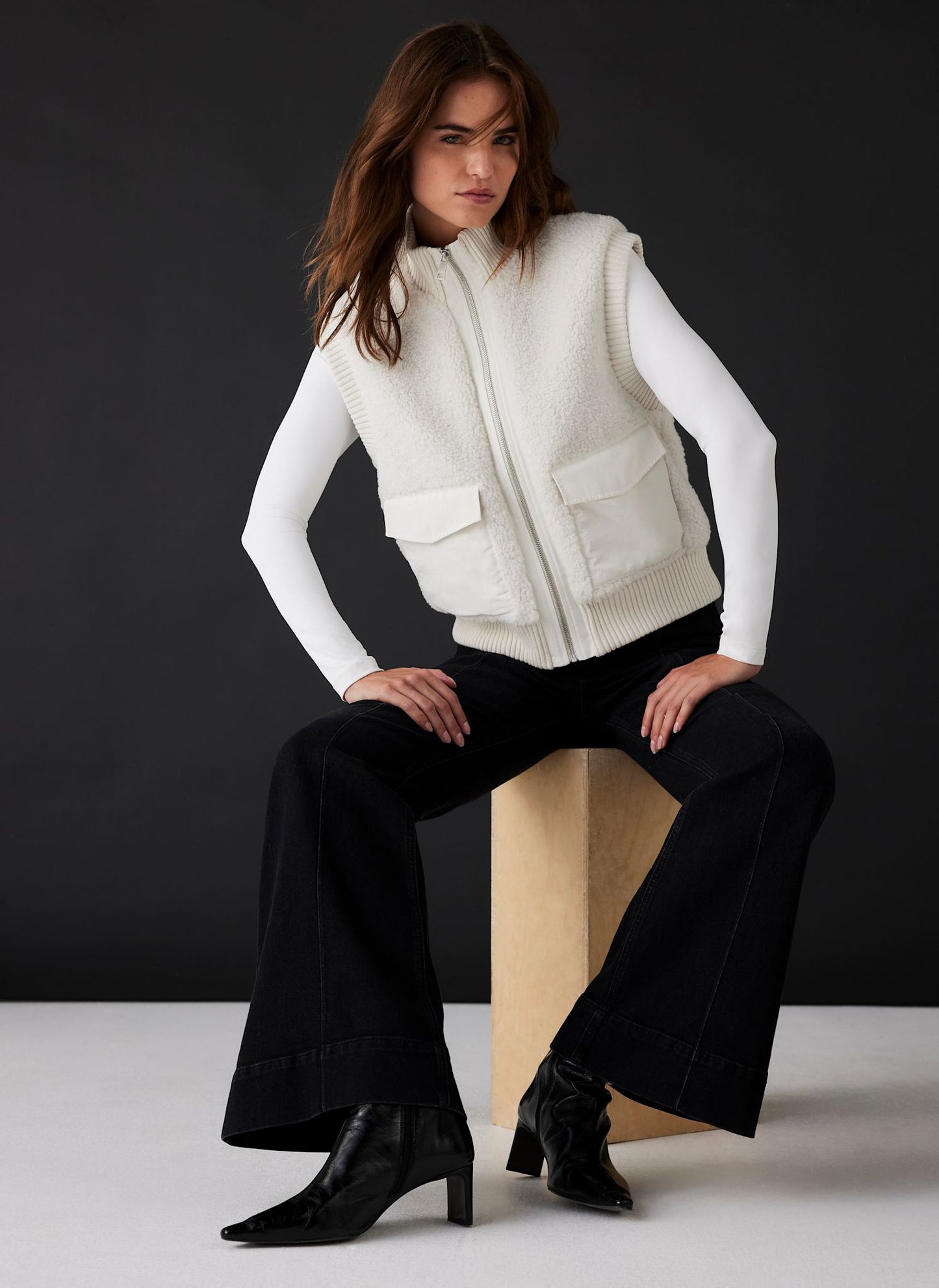 Cream Borg Knit Gilet