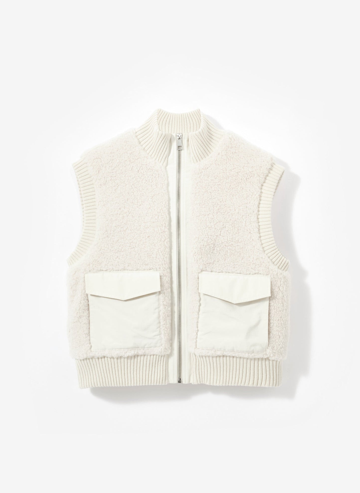 Cream Borg Knit Gilet
