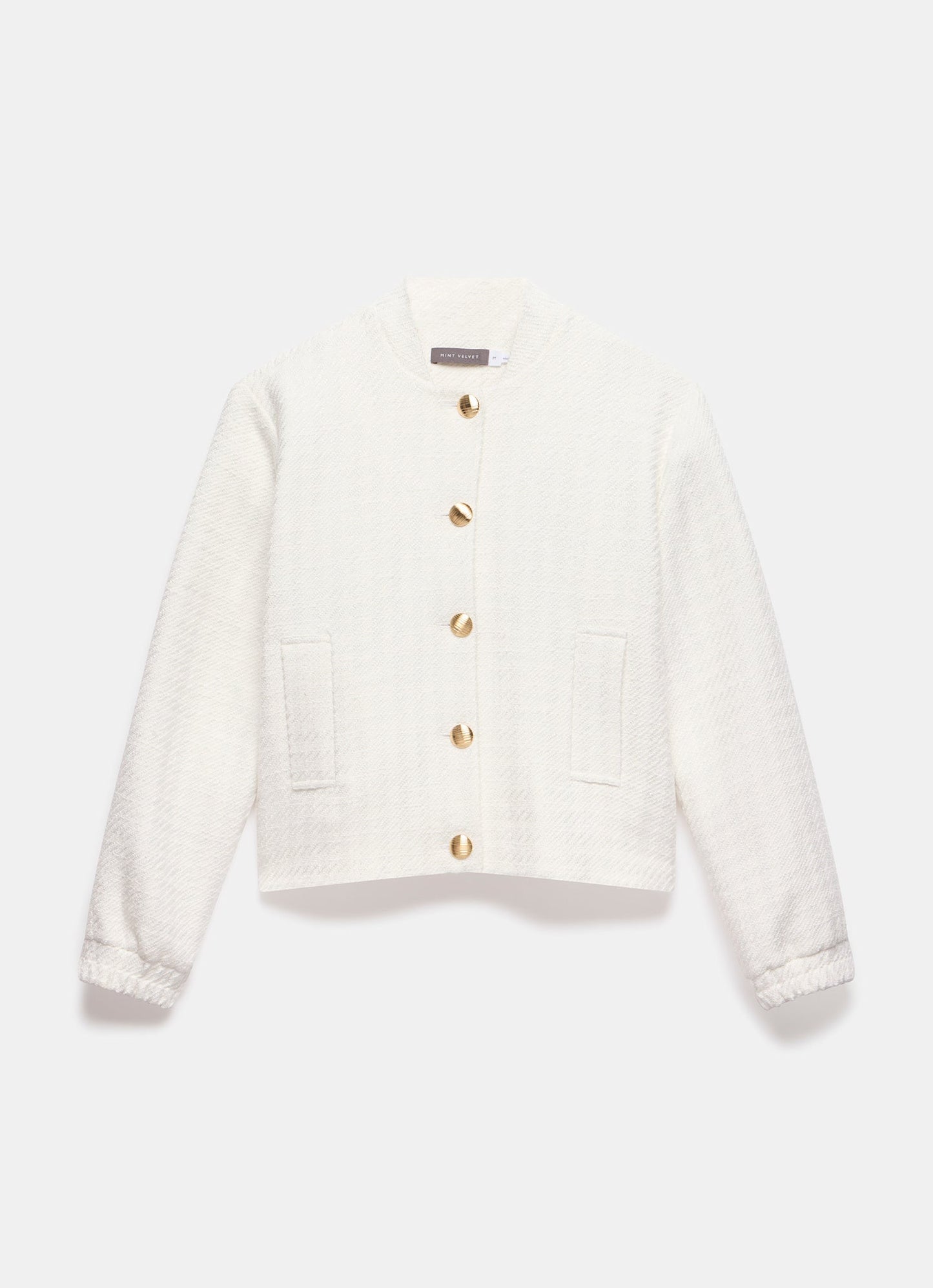 Cream Boucle Bomber Jacket