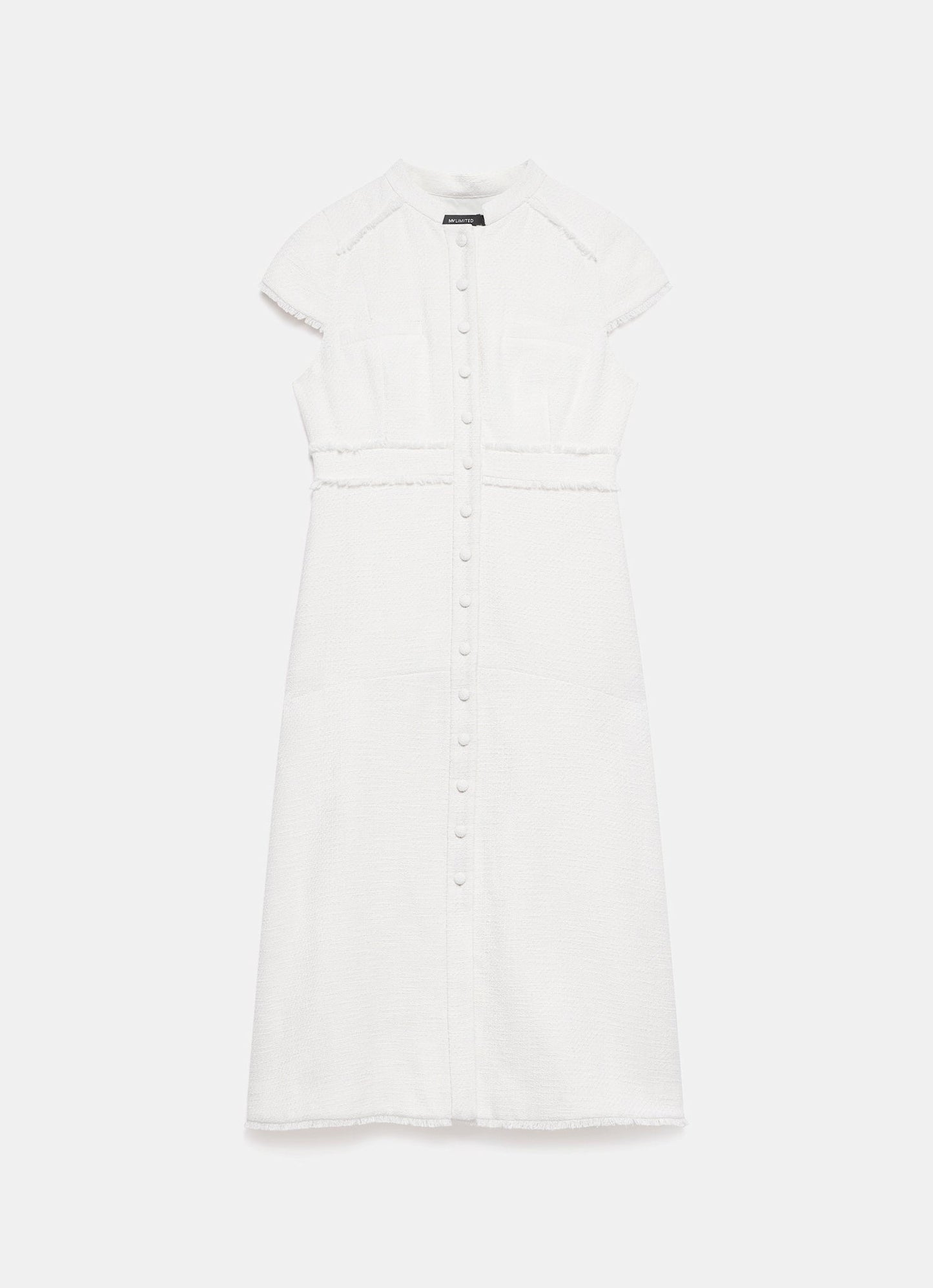 Cream Boucle Midi Dress