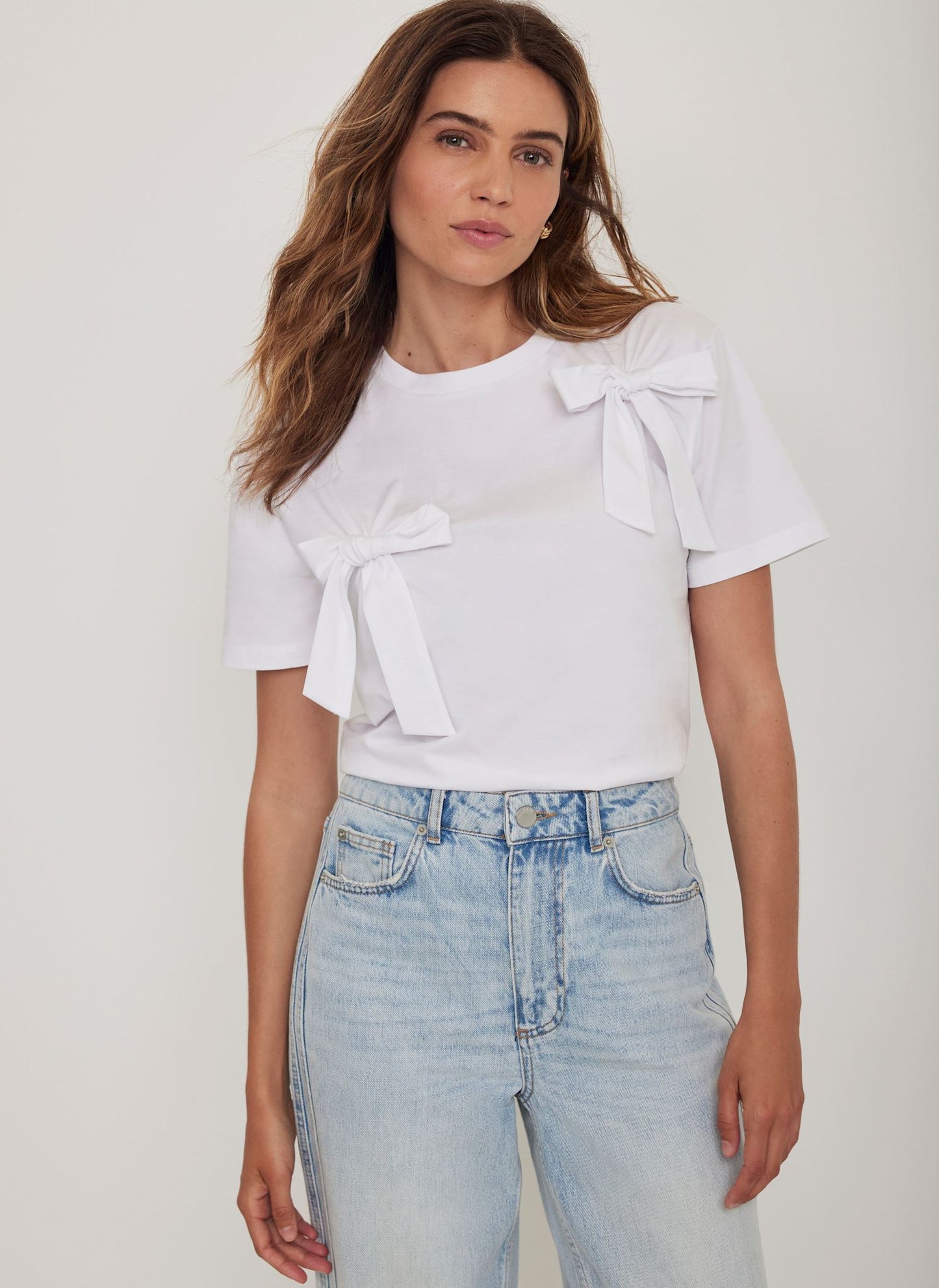 White Bow Detail T-Shirt