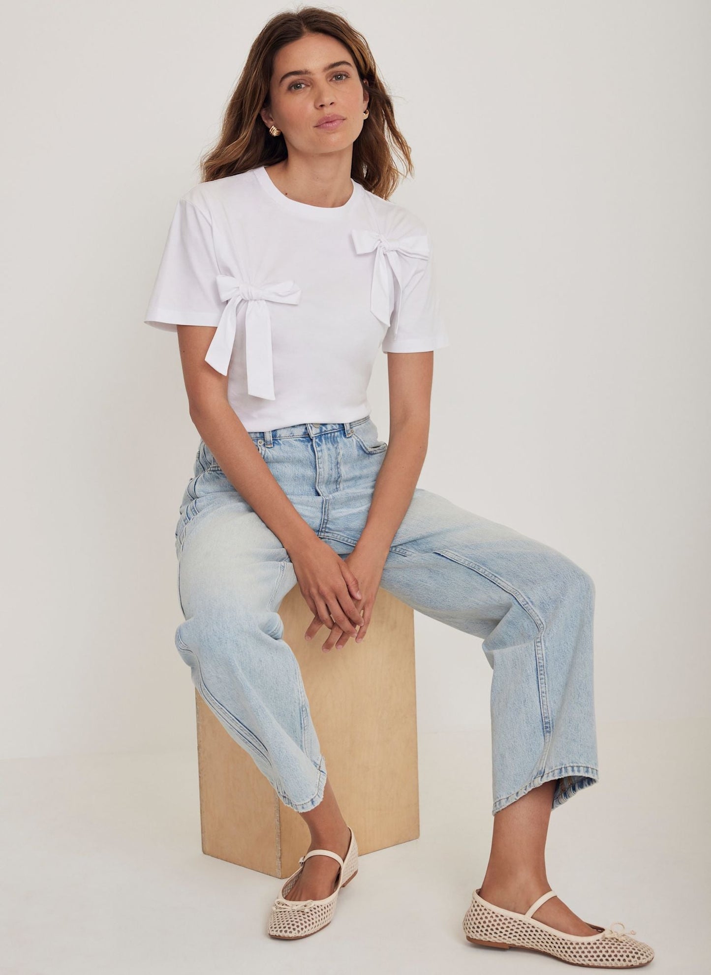 White Bow Detail T-Shirt
