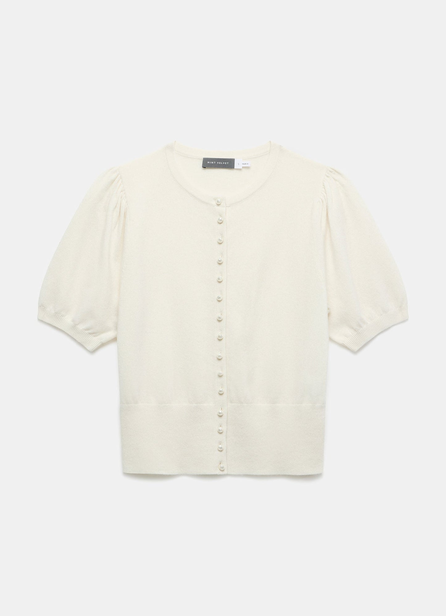 White Cashmere Short Sleeve Cardigan