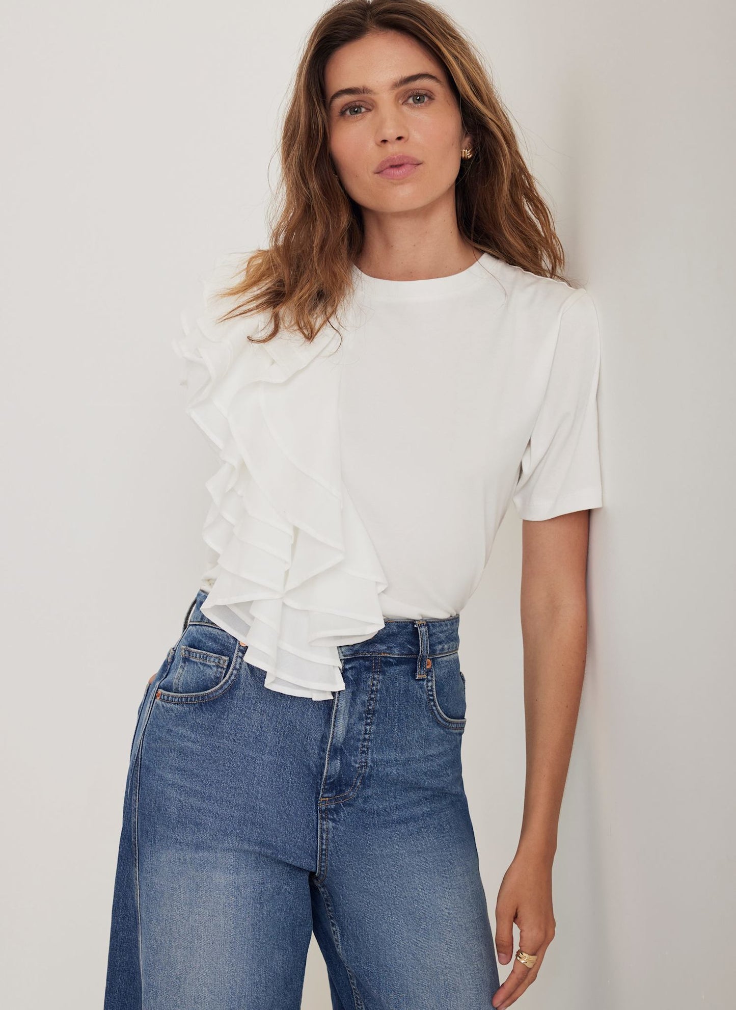 White Cotton Frill T-Shirt