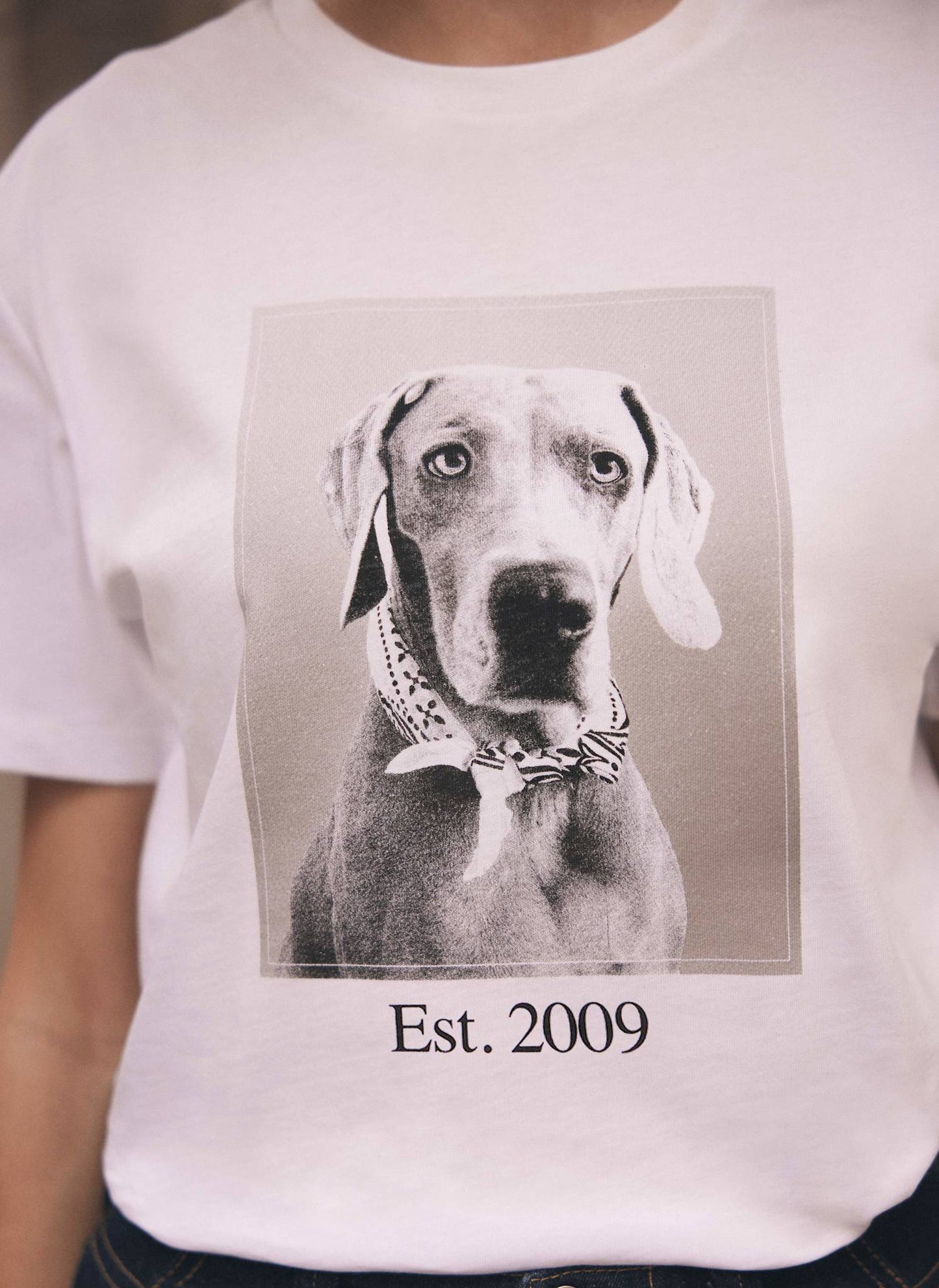 Luna Dog White Graphic Cotton T-Shirt