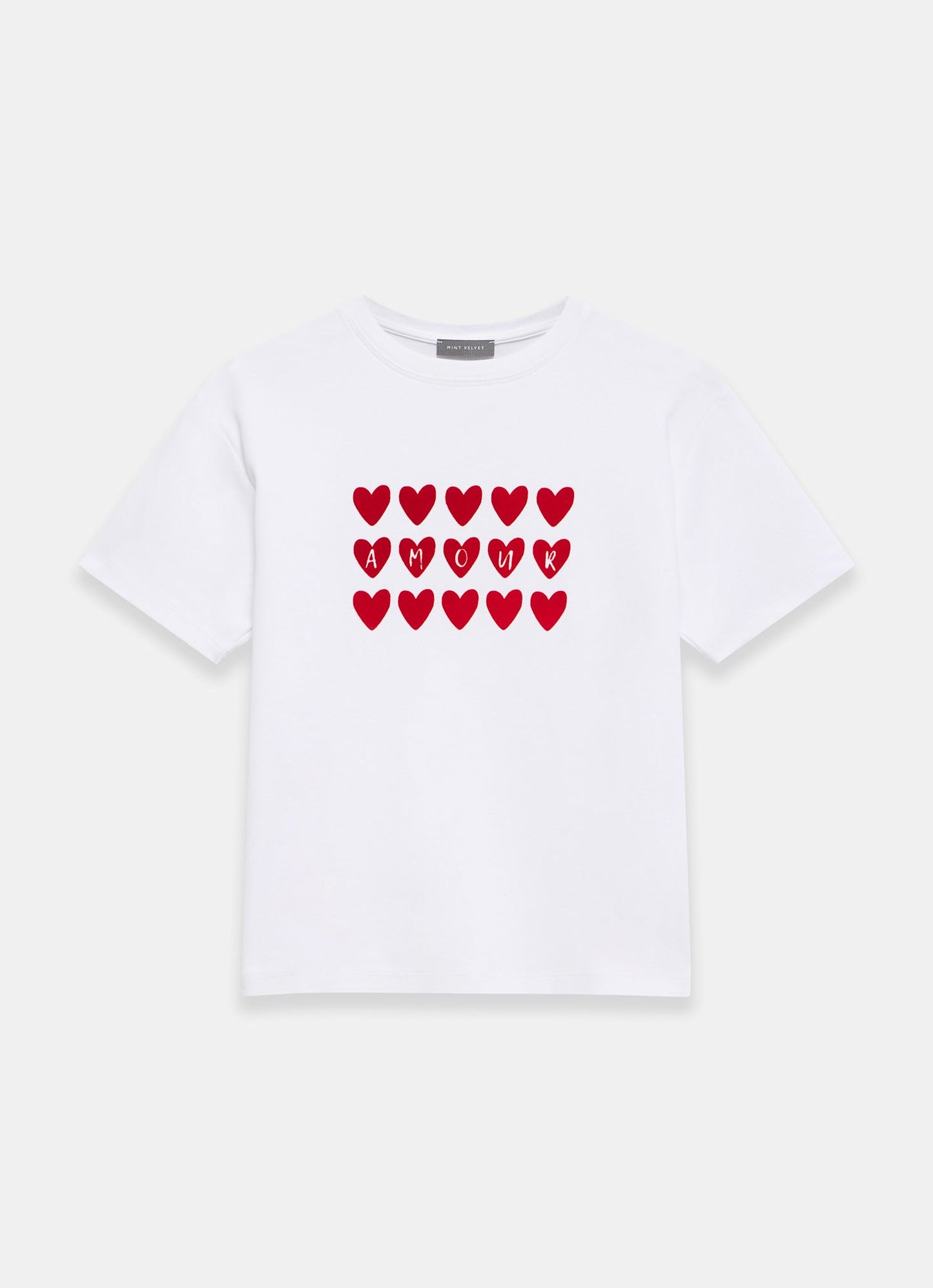 White Cotton Heart Graphic T-Shirt
