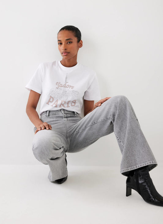 White Cotton Paris Graphic T-Shirt
